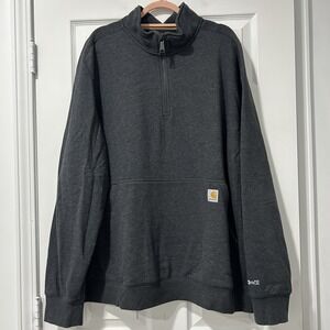 Carhartt Sweatshirt Mens 3XL Gray Force 1/4 Zip Midweight Relaxed Fit Pocket EUC